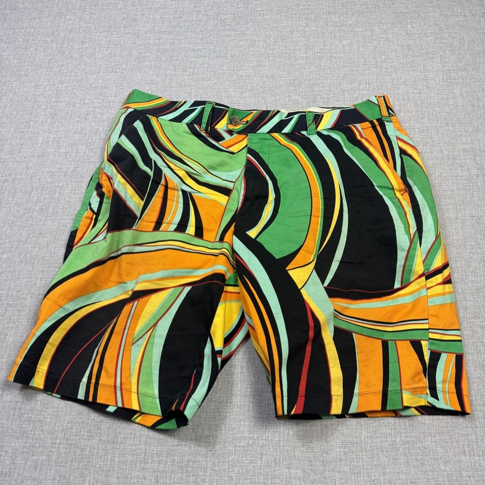 Loudmouth Psychedelic Golf Shorts Mens 36 Multicolor Cotton Spandex 10 Inseam